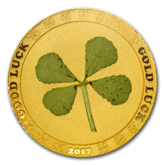 2017 Palau 1 gram Gold $1 Four-Leaf Clover 2017 Palau 1 gram Gold $1 Four-Leaf Clover